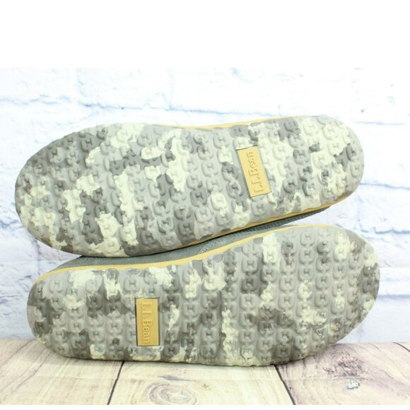 LL Bean Gray Suede Fleece Lined Nonslip Mountain Slipper Scuffs Size 12 M - Picture 9 of 9